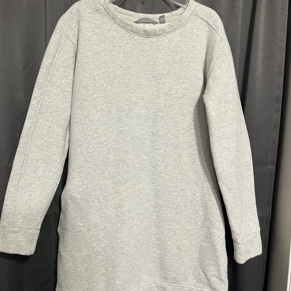 Athleta Light Gray Sweatshirt Dress